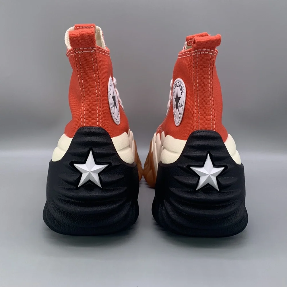 Converse Orange, White & Black Platform Run Star Hike Motion High Top Sneakers